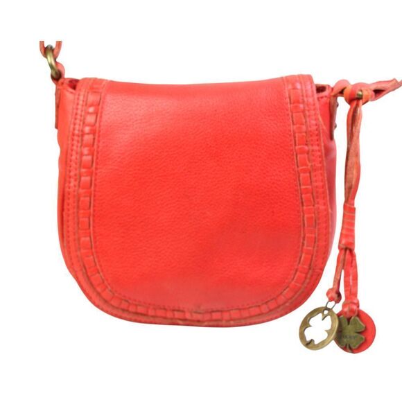 Lucky Brand RED GENUINE LEATHER FLAP BAG CHARM X-BODY SHOULDER BAG HANDBAG PURSE - Picture 1 of 16